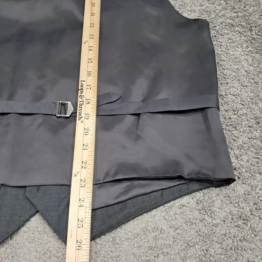 Jones New York Mens 3 Piece Suit 40L Grey‎ 100% Worsted Wool Blazer Vest Pant
